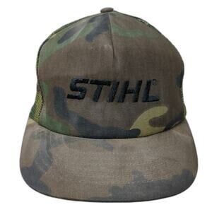 Swingster Trucker Hat Green Camo Vintage Mesh Back STIHL Logo Snapback USA